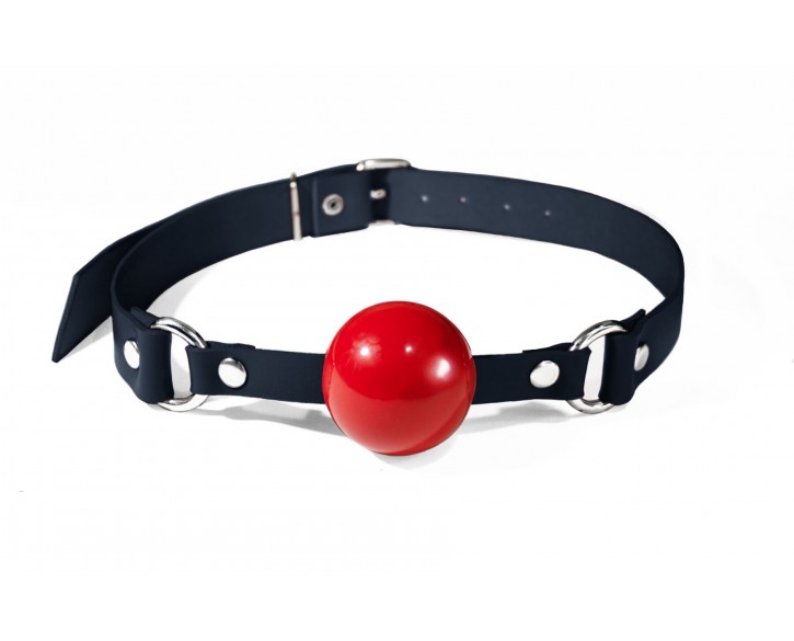 Кляп силіконовий Feral Feelings Silicon Ball Gag Black/Red, чорний ремінець, червона кулька