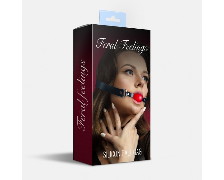 Кляп силіконовий Feral Feelings Silicon Ball Gag Black/Red, чорний ремінець, червона кулька