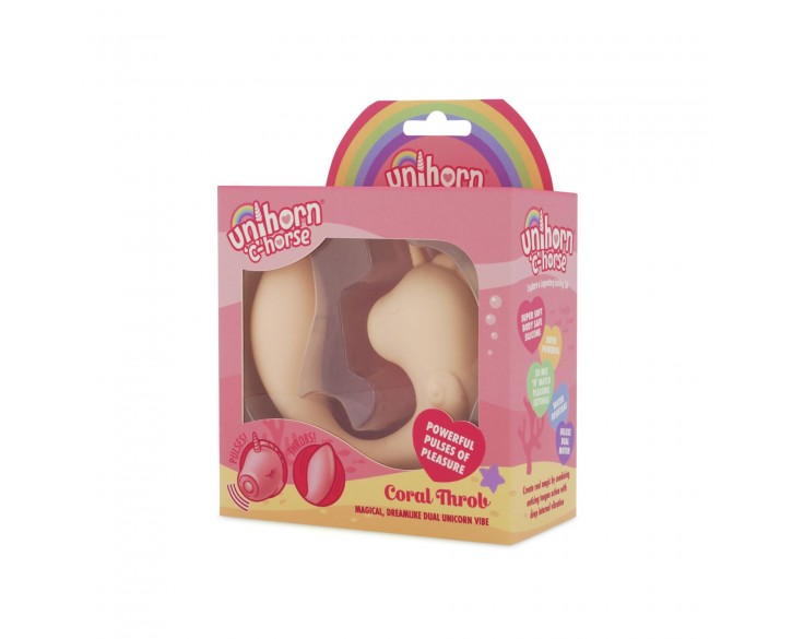 Вібратор-єдиноріжка Unihorn – C Horse – Coral Throb, вагінально-кліторальна стимуляція, 2 мотори по 10 режимів