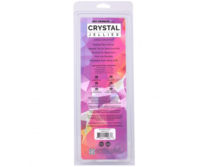 Дилдо Doc Johnson Crystal Jellies - Anal Starter - 5.5 Inches - Teal