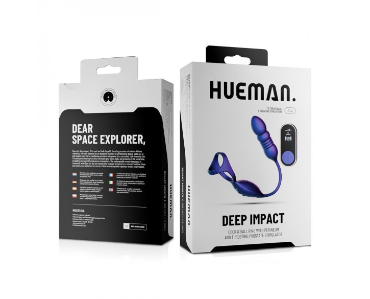 Анальний стимулятор з ерекційним кільцем Hueman Deep Impact, пульсація, масаж промежини
