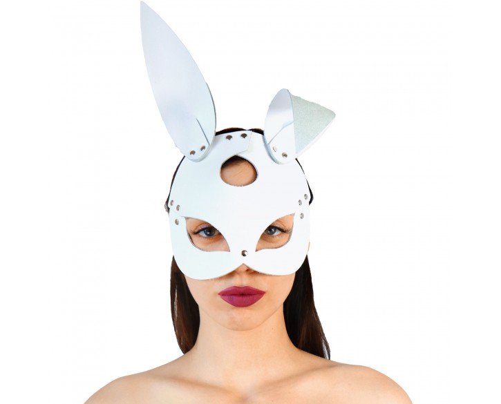 Шкіряна маска Зайчика Art of Sex - Bunny mask, колір Білий