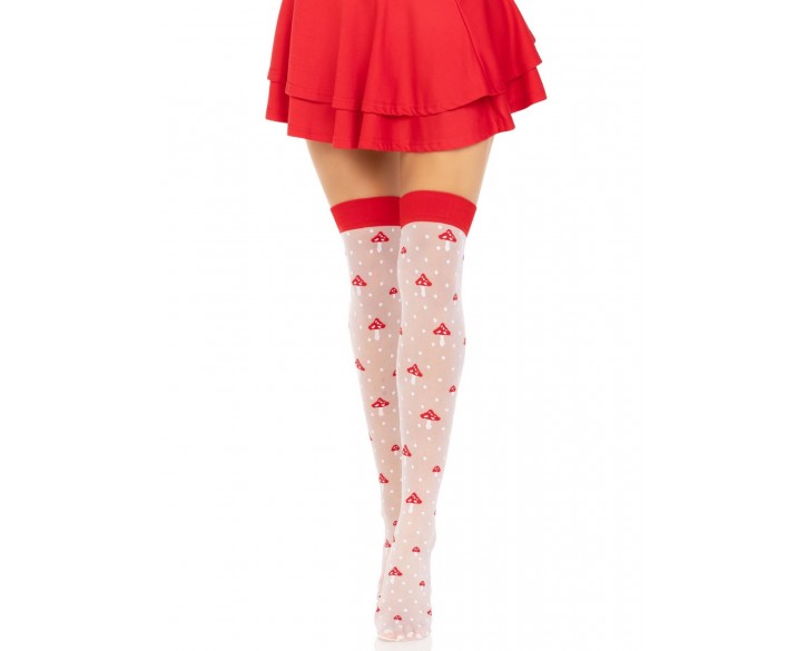 Панчохи Leg Avenue Polka Dot Mushroom Thigh Highs One Size