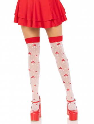 Панчохи Leg Avenue Polka Dot Mushroom Thigh Highs One Size