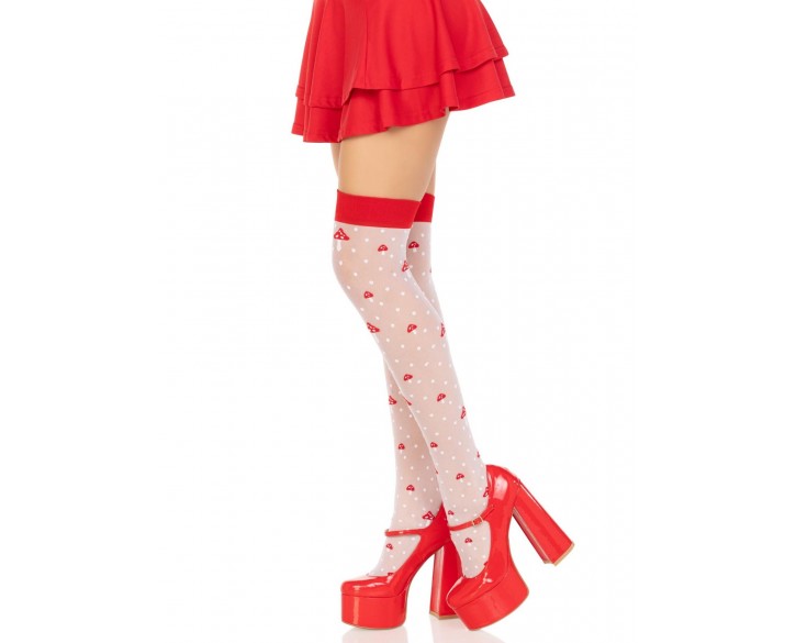 Панчохи Leg Avenue Polka Dot Mushroom Thigh Highs One Size