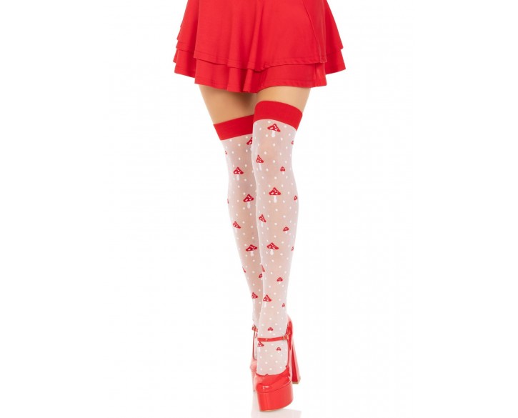 Панчохи Leg Avenue Polka Dot Mushroom Thigh Highs One Size