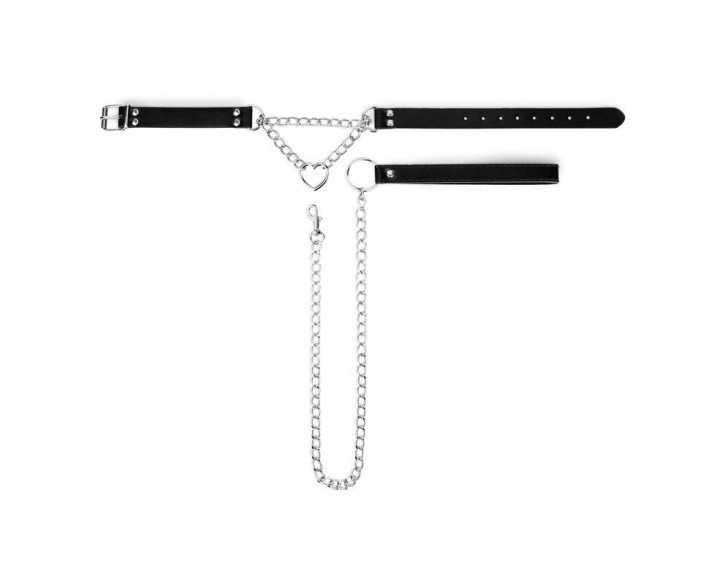 Нашийник з повідцем Bedroom Fantasies: Collar with Chain - Silver