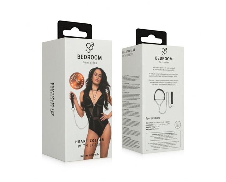 Нашийник з повідцем Bedroom Fantasies: Collar with Chain - Silver