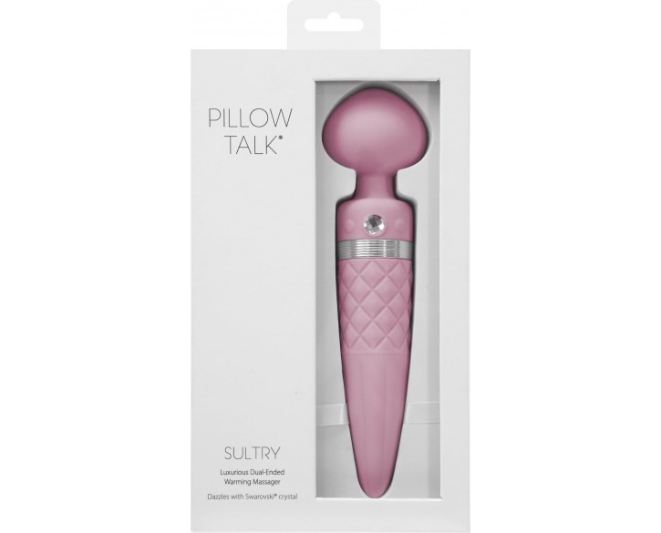 Вібромасажер 2в1 PILLOW TALK - Sultry Pink, класичний масажер і вібратор з ротацією, підігрів