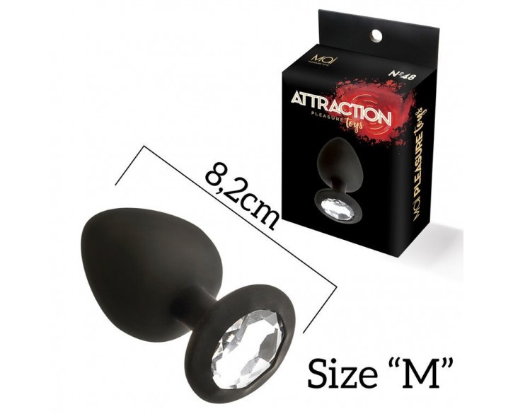 Анальна пробка з кристалом MAI Attraction Toys №48 Black, довжина 8,2 см, діаметр 3,5 см