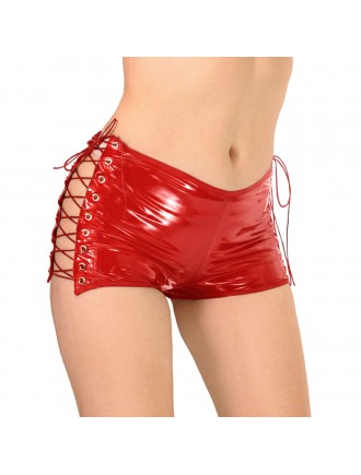 Лаковані шортики на шнурівці Art of Sex - Kylie, червоні, розмір L-2XL
