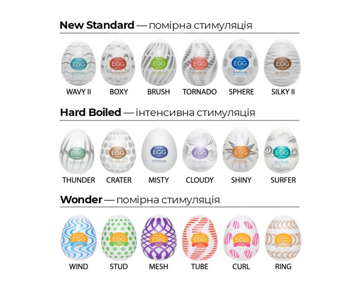 Набір мастурбаторів-яєць Tenga Egg New Standard Pack (6 яєць)