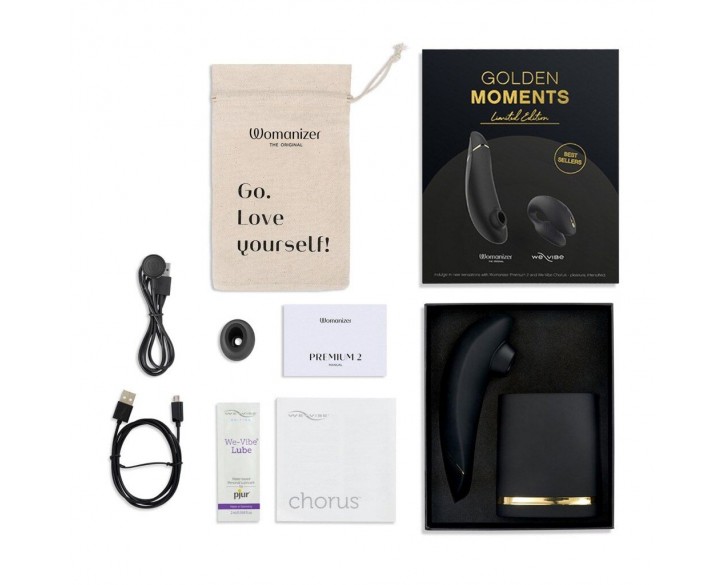Преміальний подарунковий набір Golden Moments: Womanizer Premium та We-Vibe Chorus Black