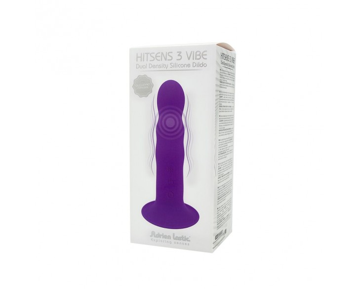 Двошаровий ділдо з вібрацією Adrien Lastic Hitsens 3 Purple, відмінно для страпона, діаметр 4 см, до