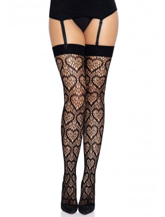 Ажурні панчохи із сердечками Leg Avenue Heart Black, one size