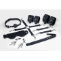 Набір Feral Feelings BDSM Kit 7 Black, наручники, поножі, конектор, маска, падл, кляп, затискачі