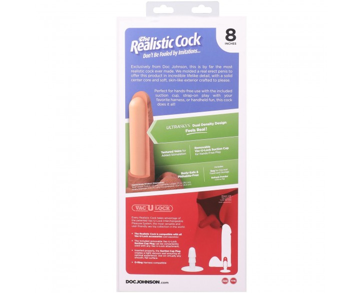 Фалоімітатор Doc Johnson The Realistic Cock ULTRASKYN - 8 Inch with Balls Caramel