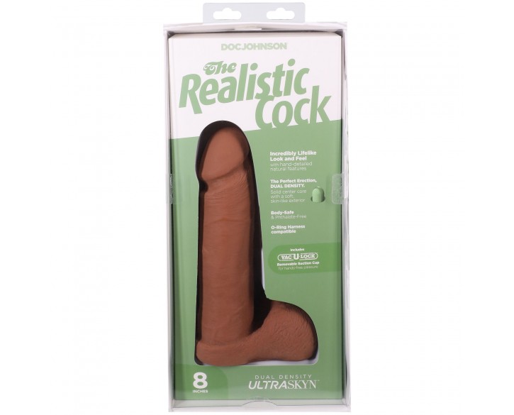 Фалоімітатор Doc Johnson The Realistic Cock ULTRASKYN - 8 Inch with Balls Caramel