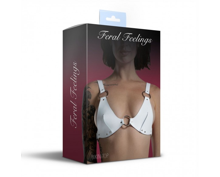 Ліф з натуральної шкіри Feral Feelings - Bikini Top White