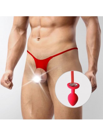 Чоловічі труси XS-2XL із силіконовою анальною пробкою Art of Sex - Joni plug panties size M Red