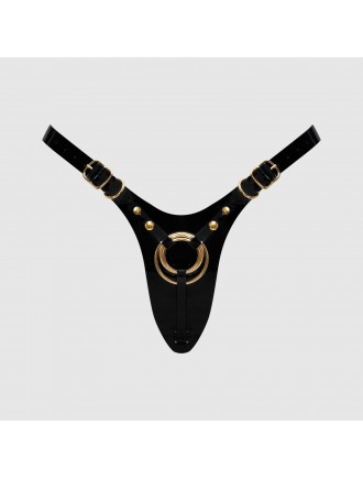 Трусики для страпона Strap-On-Me Leatherette Harness Fabulous - One Size - Black Glossy