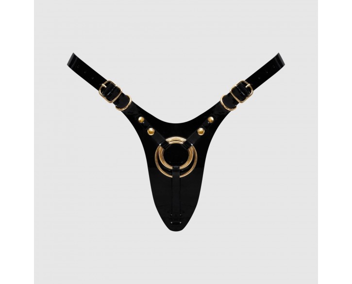 Трусики для страпона Strap-On-Me Leatherette Harness Fabulous - One Size - Black Glossy