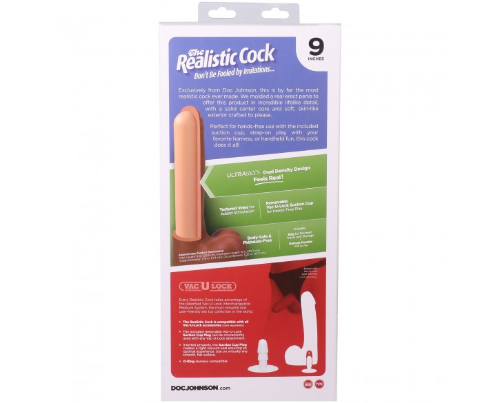 Фалоімітатор Doc Johnson The Realistic Cock ULTRASKYN - 9 Inch with Balls Chocolate