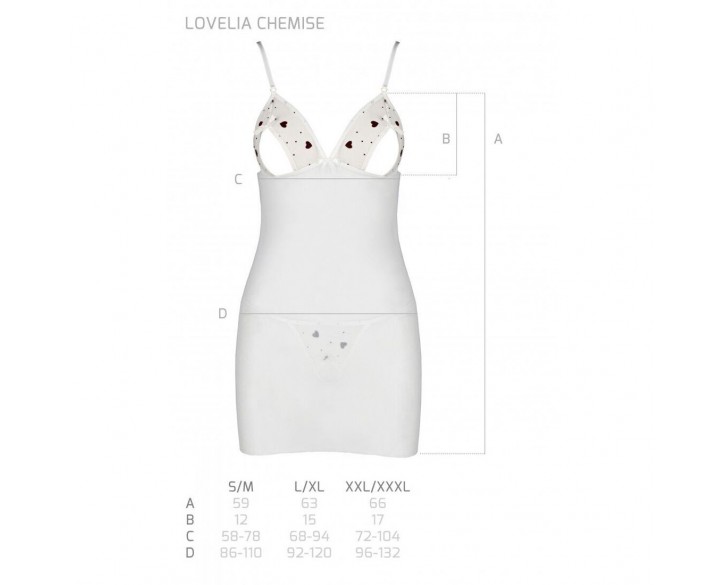 Сорочка з вирізами на грудях + стрінги LOVELIA CHEMISE white L/XL - Passion