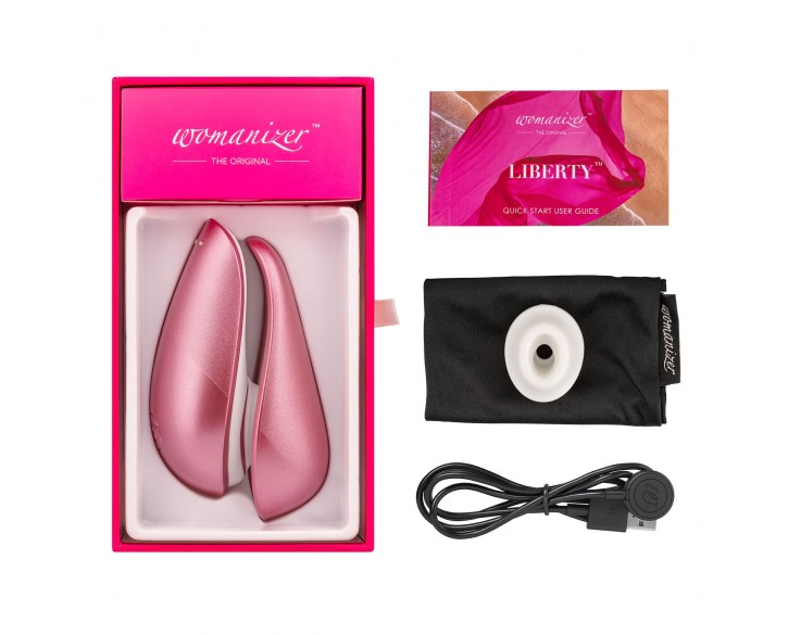 Вакуумний кліторальний стимулятор Womanizer Liberty Pink, магнітна кришка, 2 насадки