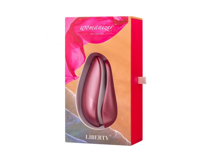 Вакуумний кліторальний стимулятор Womanizer Liberty Pink, магнітна кришка, 2 насадки