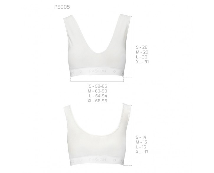 Спортивний топ з еластичної бавовни Passion PS005 TOP white, size M