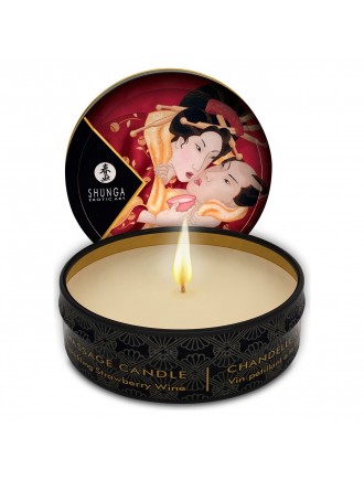 Масажна свічка Shunga Mini Massage Candle – Sparkling Strawberry Wine (30 мл) з афродизіаками