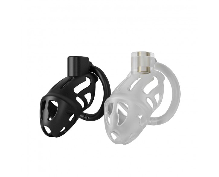 Клітка для пеніса LOCKINK SEVANDA Plastic Penis Chastity Cage, чорна, 3 кільця різних розмірів