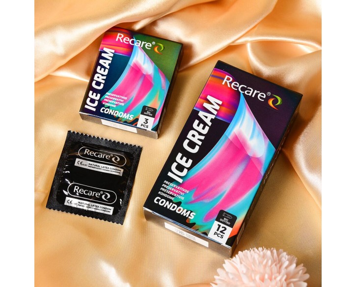 Презервативи Holographic Recare Ice Cream Big Dotted Condoms 12 шт, з пухирцями, аромат: морозиво