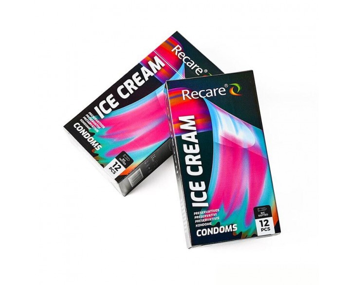 Презервативи Holographic Recare Ice Cream Big Dotted Condoms 12 шт, з пухирцями, аромат: морозиво
