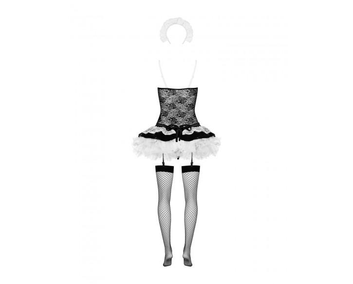 Еротичний костюм покоївки зі спідницею Obsessive Housemaid 5 pcs costume S/M, black, топ, спідниця,