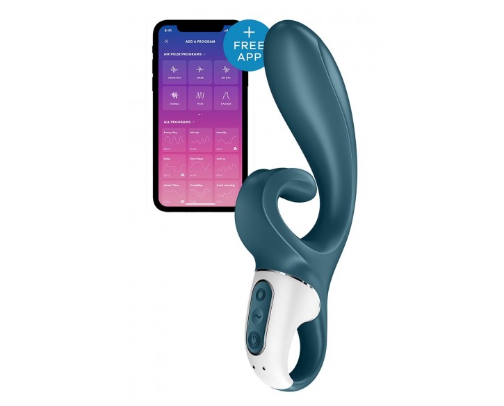 Смартвібратор-кролик Satisfyer Hug Me Bluegrey, 2 мотори, діаметр 4,2см, широка кліторальна частина