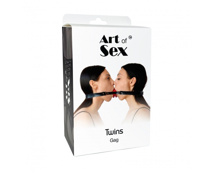 Подвійний кляп Art of Sex - Twins, натуральна шкіра