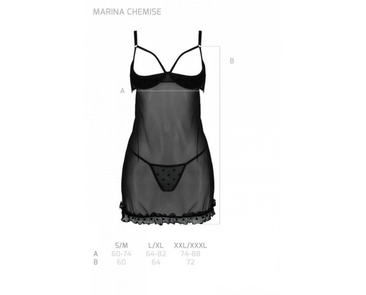 Пеньюар MARINA CHEMISE black L/XL - Passion