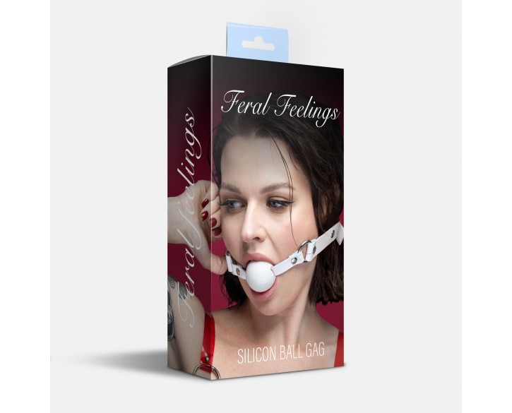 Кляп силіконовий Feral Feelings Silicon Ball Gag White/White, білий ремінець, біла кулька