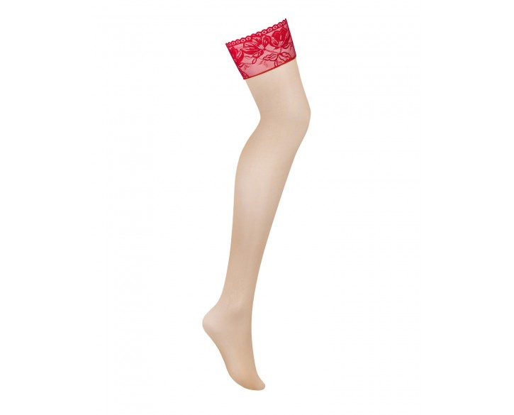 Панчохи під пояс із широким мереживом Obsessive Lacelove stockings XS/S