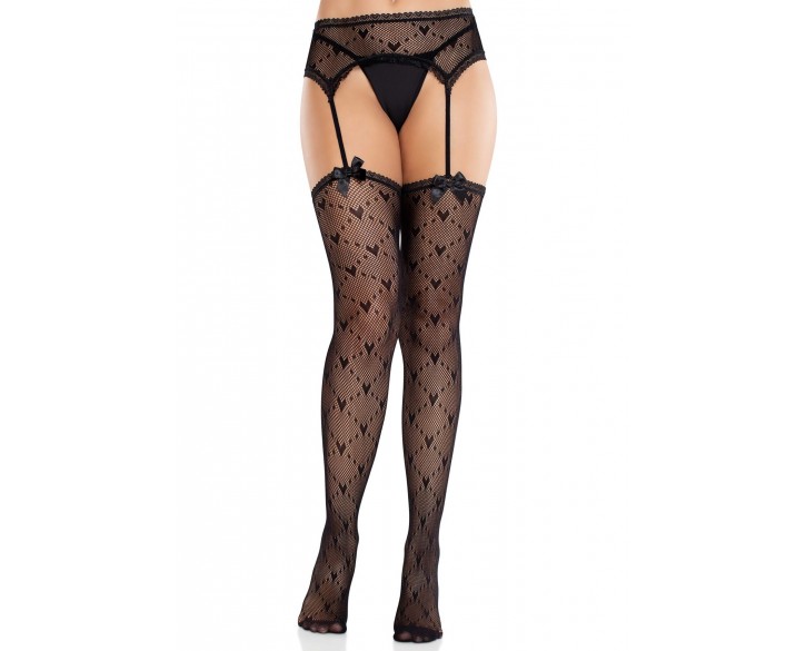 Колготки-панчохи Leg Avenue Heart Garterbelt Stockings One Size Black