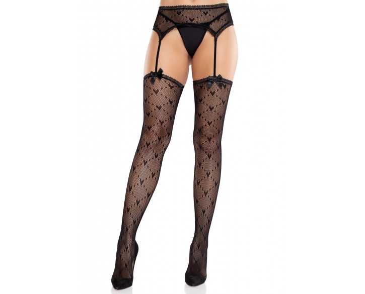 Колготки-панчохи Leg Avenue Heart Garterbelt Stockings One Size Black