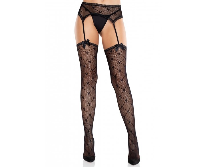 Колготки-панчохи Leg Avenue Heart Garterbelt Stockings One Size Black