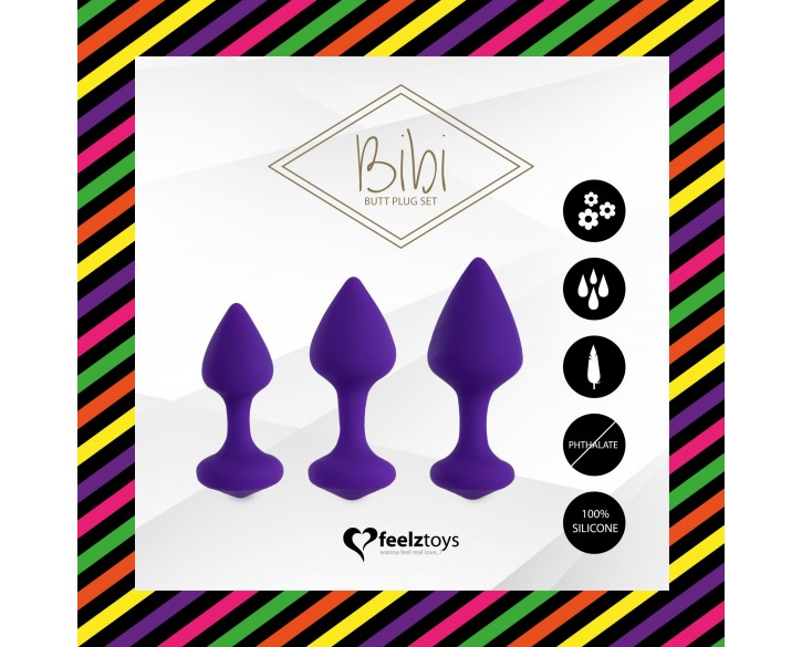 Набір силіконових анальних пробок FeelzToys - Bibi Butt Plug Set 3 pcs Purple