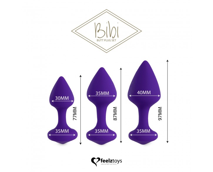 Набір силіконових анальних пробок FeelzToys - Bibi Butt Plug Set 3 pcs Purple