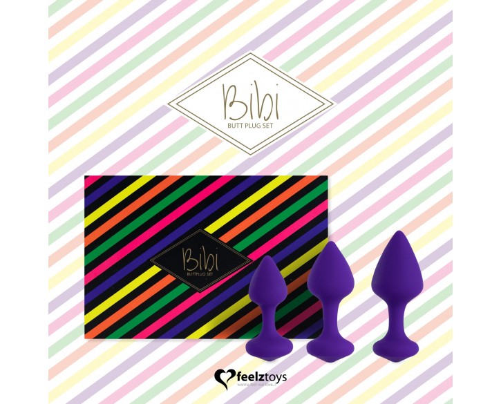 Набір силіконових анальних пробок FeelzToys - Bibi Butt Plug Set 3 pcs Purple