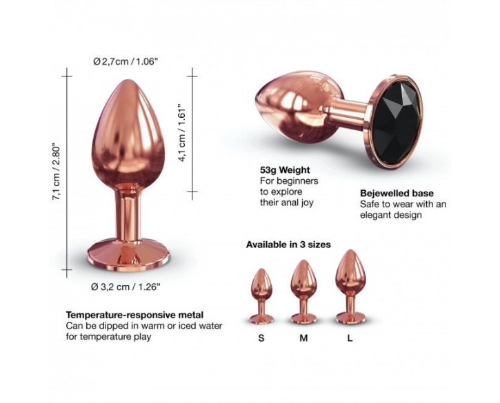 Металева анальна пробка із прикрасою у вигляді кристалу Dorcel - Diamond Plug Rose Gold S