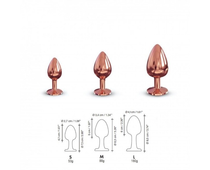 Металева анальна пробка із прикрасою у вигляді кристалу Dorcel - Diamond Plug Rose Gold S