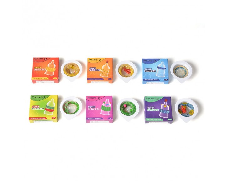 Насадка на член Recare Spike Condom Purple (презерватив з вусиками та рядами шипів)